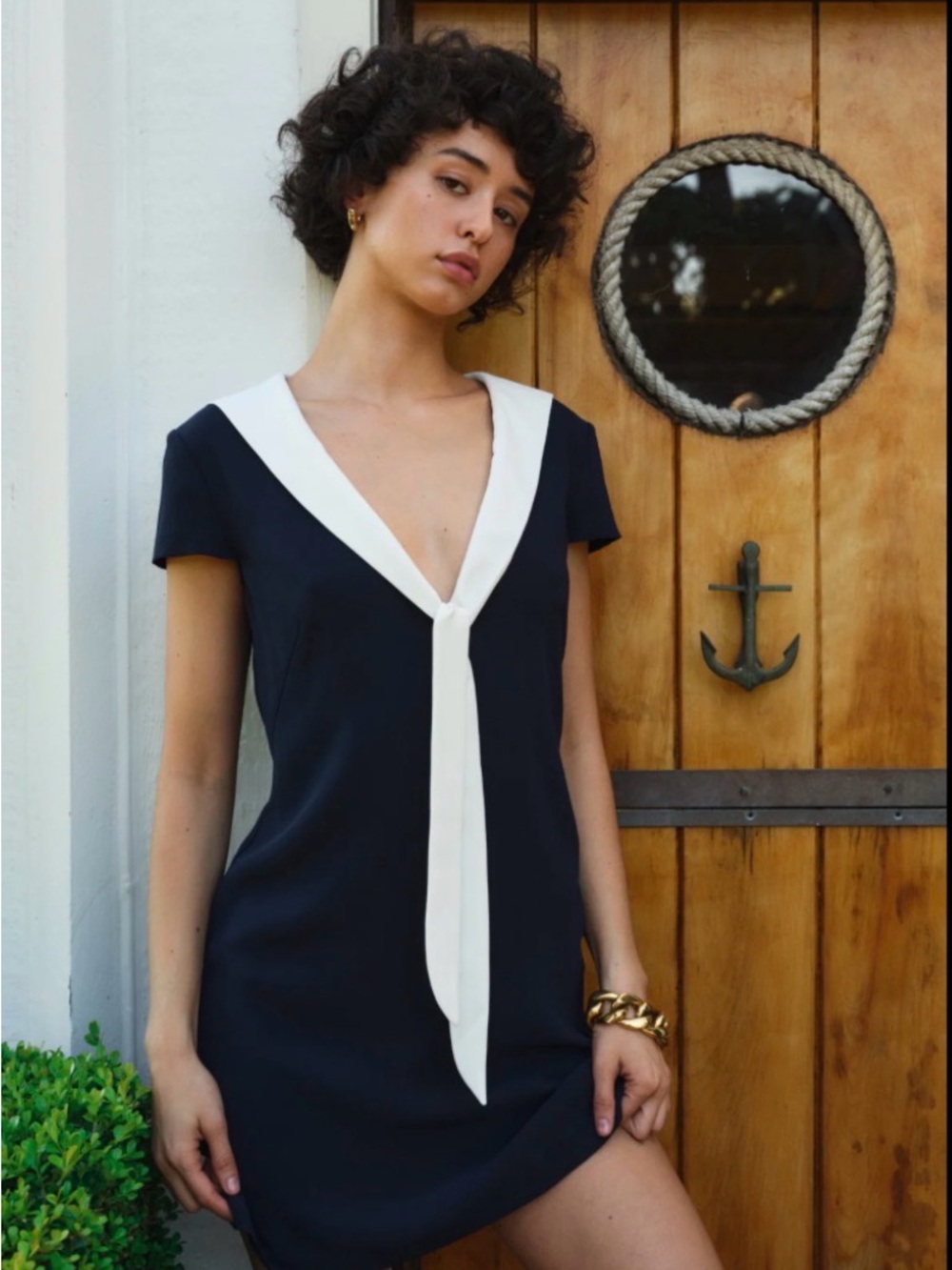 Amanda Uprichard Navy Oxford Dress NWOT - Picture 1 of 10